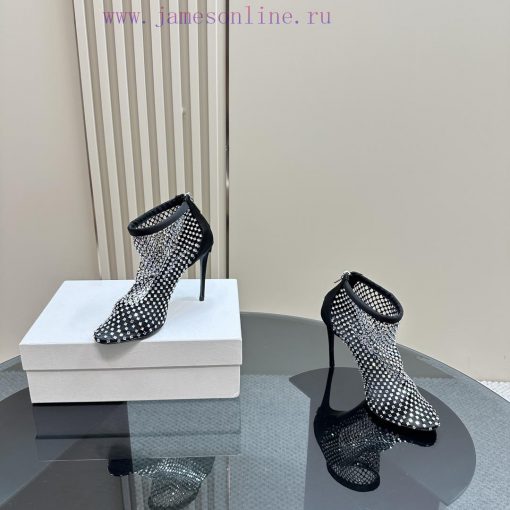 DOLCE&GABBANA women's high-heeled rhinestone mesh boots, elastic design, pull design, high hz01x2qwm - Image 7