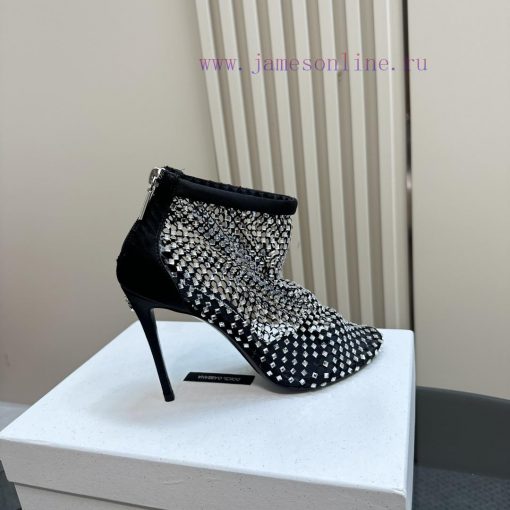 DOLCE&GABBANA women's high-heeled rhinestone mesh boots, elastic design, pull design, high hz01x2qwm - Image 8