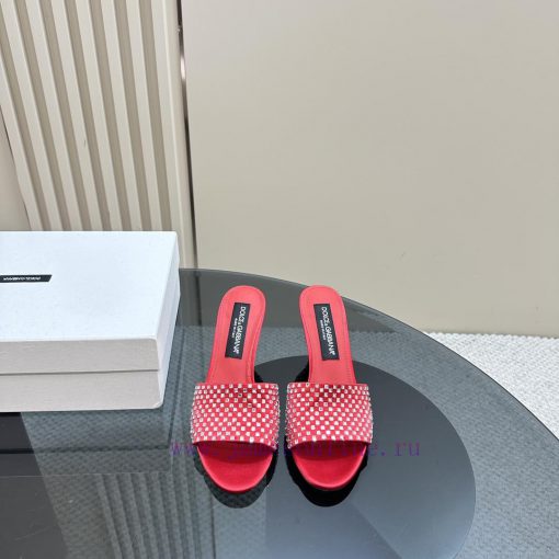 DOLCE&GABBANA women's rhinestone slippers with gold identification nameplateSole leather out7q2dutqz - Image 3