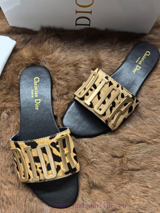 Top [Strong] [Strong] Dior 2024s New Fashion Show Explosive Letter Metal Logo Lazy Slippers,xqrhysdu - Image 8