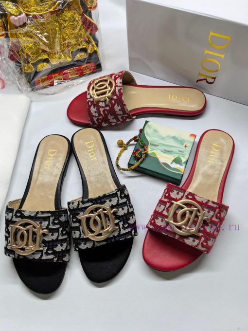 2024 Dior new women's flat slippers Fashionable and innovative Simplicity and grandeur withofela85x9 - Image 2