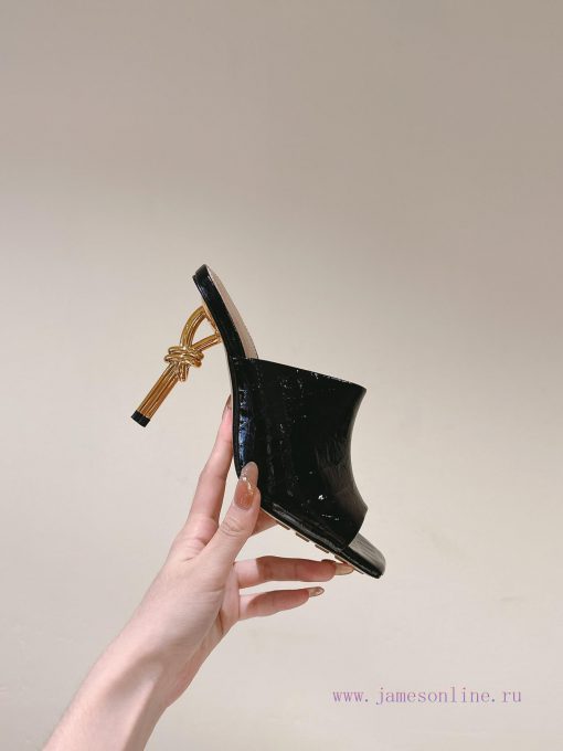 | ²⁰²4 𝐬𝐬  🤍🤎 BV Knot series metal heel slippers with high heels~Original version and 8.5 1:k77554iy - Image 9
