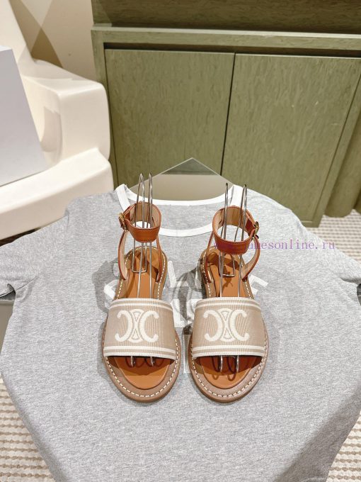 | ²⁰²4 𝐬𝐬  🤍🤎CELINE's new popular Arc de Triomphe British style flat sandals and slipperszn86qljt