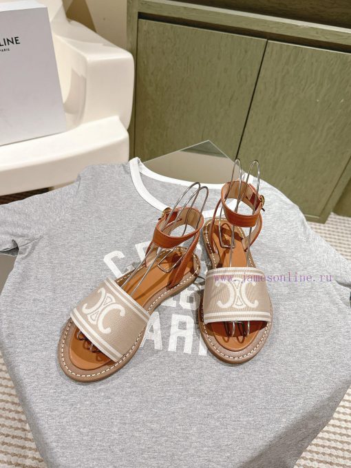 | ²⁰²4 𝐬𝐬  🤍🤎CELINE's new popular Arc de Triomphe British style flat sandals and slipperszn86qljt - Image 4
