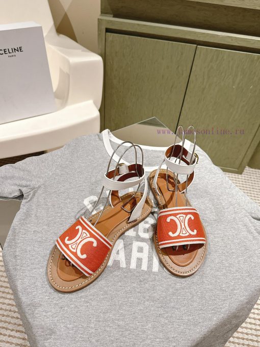 | ²⁰²4 𝐬𝐬  🤍🤎CELINE's new popular Arc de Triomphe British style flat sandals and slippers2r3fxv54 - Image 4