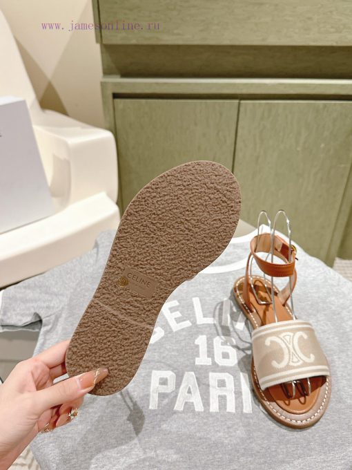 | ²⁰²4 𝐬𝐬  🤍🤎CELINE's new popular Arc de Triomphe British style flat sandals and slipperszn86qljt - Image 7
