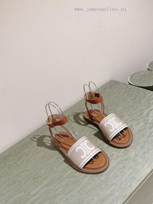 | ²⁰²4 𝐬𝐬  🤍🤎CELINE's new popular Arc de Triomphe British style flat sandals and slipperszn86qljt - Image 8