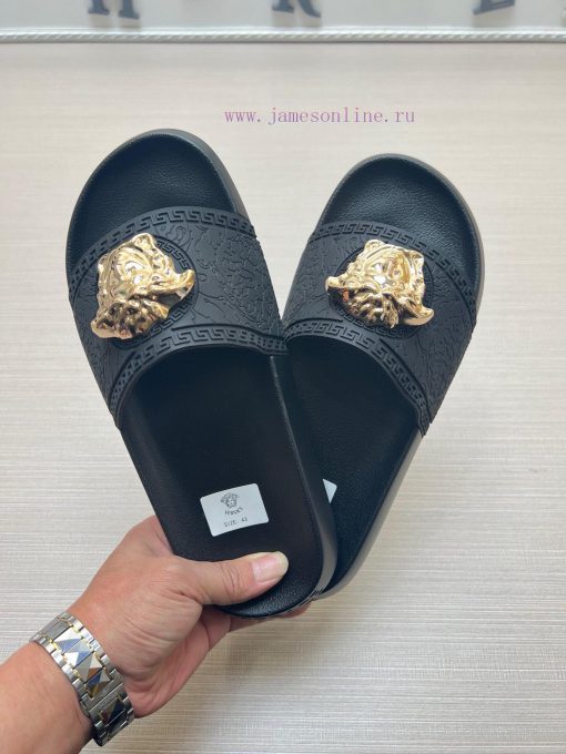 Versace slippers men's high-end brand official website 11 latest masterpiece original mold c5sbscdg9 - Image 3