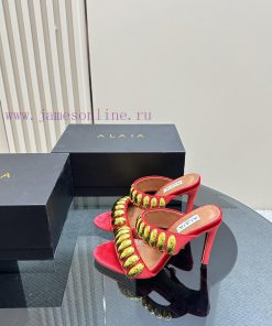 Black Color 380ALAIA24 spring/summer silver metallic suede sandals have insights into women'e37rark6