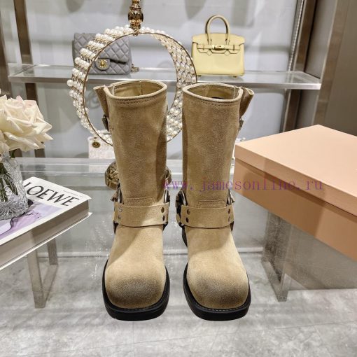Miumiu 2024 autumn and winter new limited edition lock mouth short boots, new color hot bootcls6ko29 - Image 2