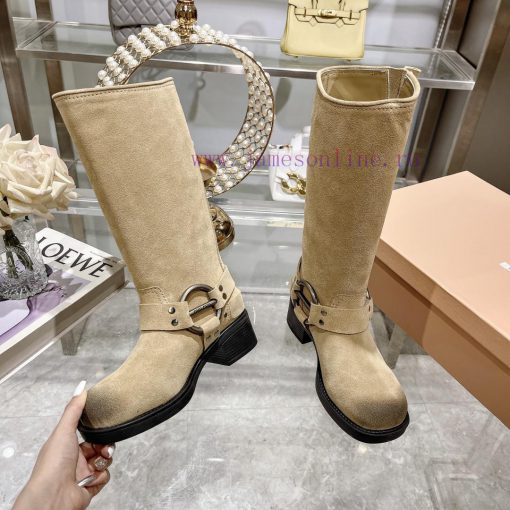 Miumiu 2024 autumn and winter new limited edition lock mouth short boots, new color hot bootxoct2yh6 - Image 4