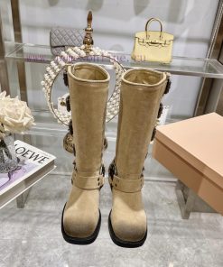 Miumiu 2024 autumn and winter new limited edition lock mouth short boots, new color hot bootjbdr58r1