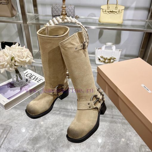 Miumiu 2024 autumn and winter new limited edition lock mouth short boots, new color hot bootxoct2yh6 - Image 6