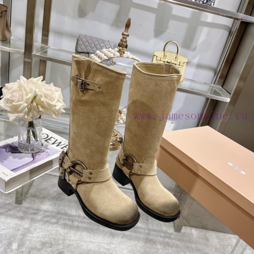 Miumiu 2024 autumn and winter new limited edition lock mouth short boots, new color hot bootxoct2yh6 - Image 7