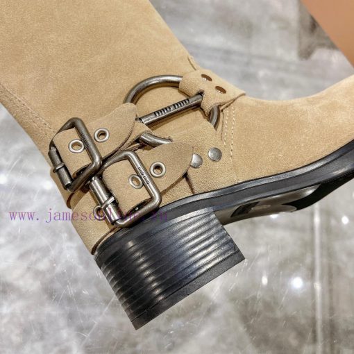 Miumiu 2024 autumn and winter new limited edition lock mouth short boots, new color hot bootxoct2yh6 - Image 8