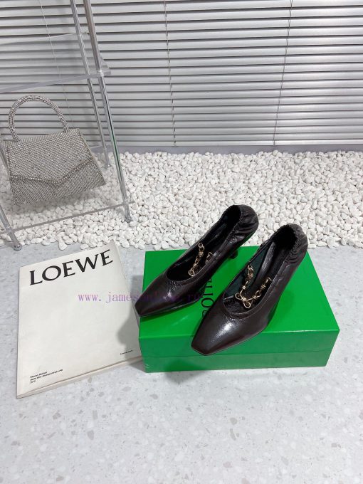 Bottega Veneta 24 new BV small square chain high heels single shoe◾ Shoe upper made of cowhi4drhui07 - Image 3