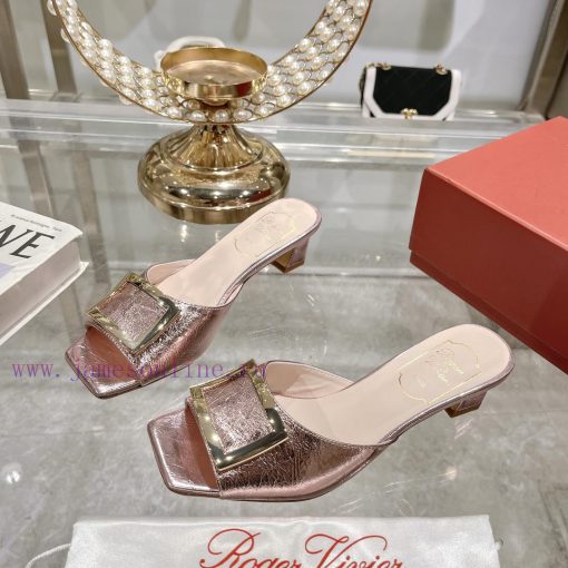Roger Vivier RV open toed metal square buckle high-heeled slippers for cooldown, new RV earlmbuci6ez - Image 6