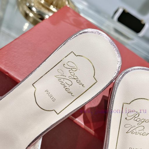 Roger Vivier RV open toed metal square buckle high-heeled slippers for cooldown, new RV earlmbuci6ez - Image 8