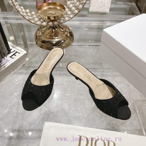 Top tierDior 2024 Spring/Summer New Fish Mouth Slippers Round Headed Mary Jane Heels Top in b3r78rm1 - Image 3