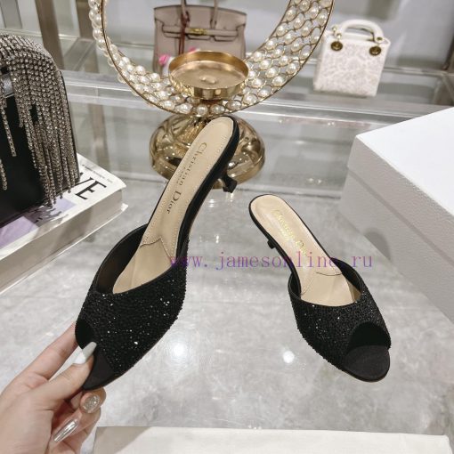 Top tierDior 2024 Spring/Summer New Fish Mouth Slippers Round Headed Mary Jane Heels Top in b3r78rm1 - Image 5