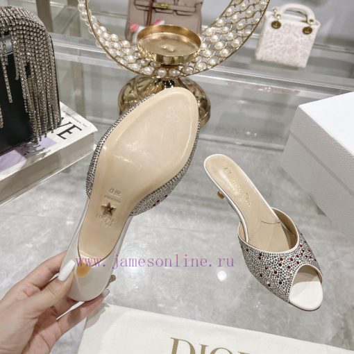 Top tierDior 2024 Spring/Summer New Fish Mouth Slippers Round Headed Mary Jane Heels Top in s4iaq64i - Image 10