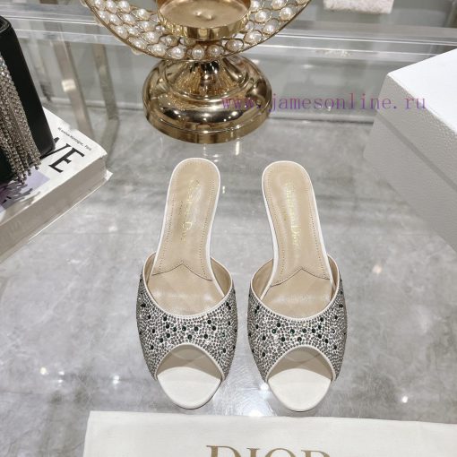Top tierDior 2024 Spring/Summer New Fish Mouth Slippers Round Headed Mary Jane Heels Top in bj3r3a6g - Image 2