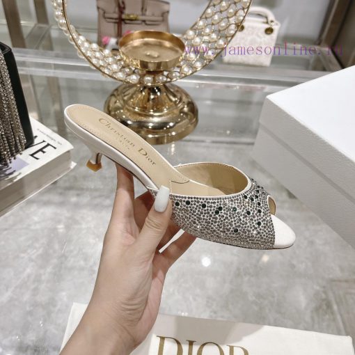 Top tierDior 2024 Spring/Summer New Fish Mouth Slippers Round Headed Mary Jane Heels Top in bj3r3a6g - Image 5