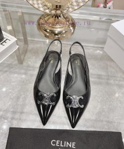 CELINE 2024 New Triumphal Arch Cat Heel Sandals Women's Metal Buckle Back Headless High Heel6t3pbp1o