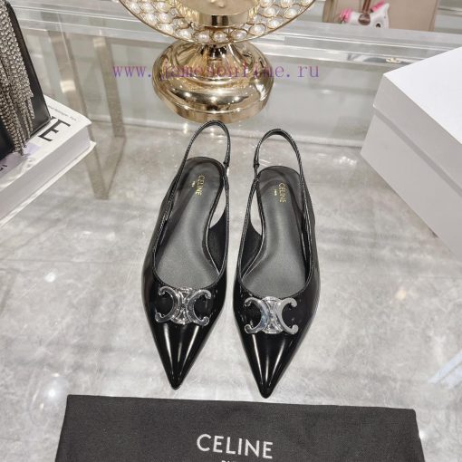 CELINE 2024 New Triumphal Arch Cat Heel Sandals Women's Metal Buckle Back Headless High Heel6t3pbp1o
