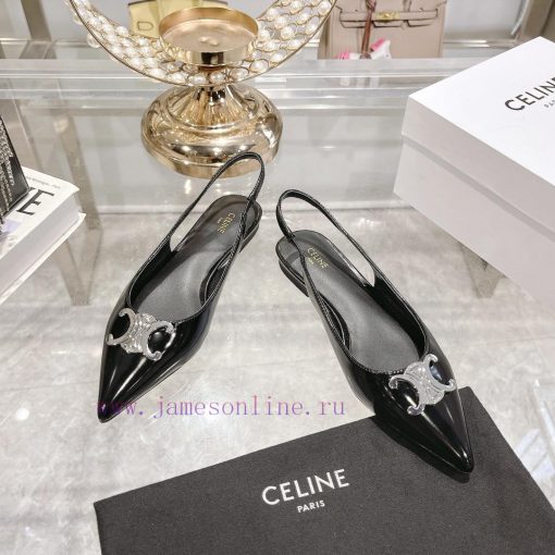 CELINE 2024 New Triumphal Arch Cat Heel Sandals Women's Metal Buckle Back Headless High Heel6t3pbp1o - Image 3