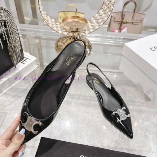 CELINE 2024 New Triumphal Arch Cat Heel Sandals Women's Metal Buckle Back Headless High Heel6t3pbp1o - Image 5
