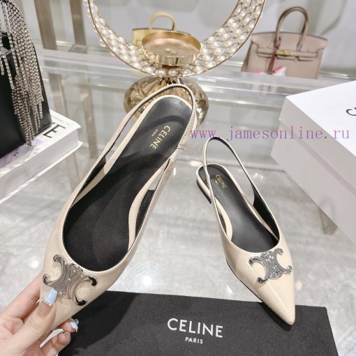 CELINE 2024 New Triumphal Arch Cat Heel Sandals Women's Metal Buckle Back Headless High Heely5b4ks6p - Image 5
