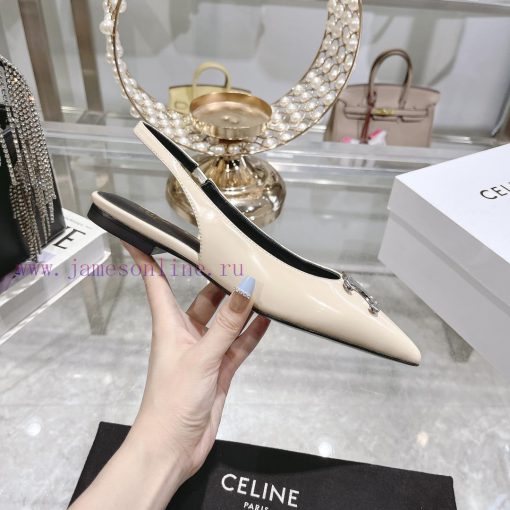 CELINE 2024 New Triumphal Arch Cat Heel Sandals Women's Metal Buckle Back Headless High Heely5b4ks6p - Image 6