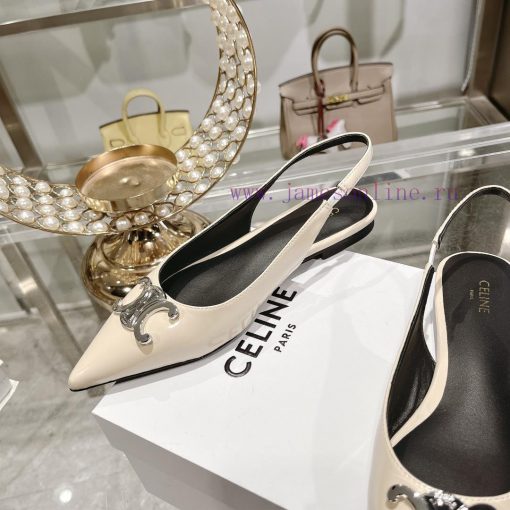 CELINE 2024 New Triumphal Arch Cat Heel Sandals Women's Metal Buckle Back Headless High Heely5b4ks6p - Image 7