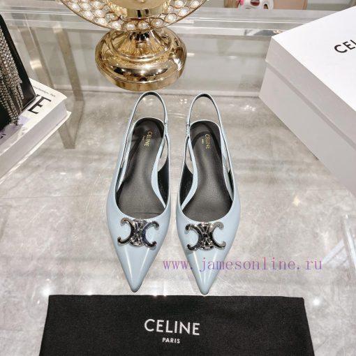 CELINE 2024 New Triumphal Arch Cat Heel Sandals Women's Metal Buckle Back Headless High Heelanlhpk2b