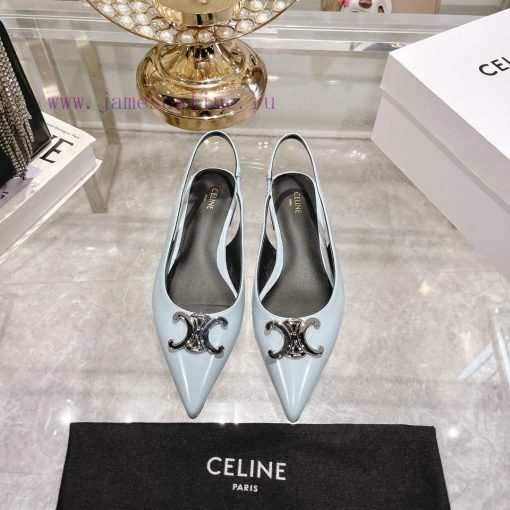 CELINE 2024 New Triumphal Arch Cat Heel Sandals Women's Metal Buckle Back Headless High Heelanlhpk2b - Image 2