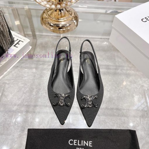 CELINE 2024 New Triumphal Arch Cat Heel Sandals Women's Metal Buckle Back Headless High Heelepf869sh - Image 2