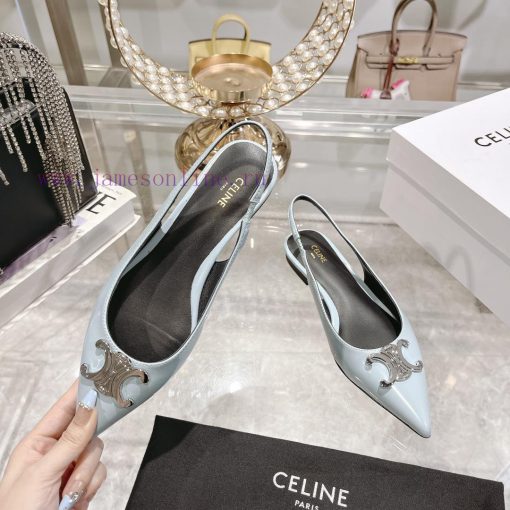CELINE 2024 New Triumphal Arch Cat Heel Sandals Women's Metal Buckle Back Headless High Heelanlhpk2b - Image 5