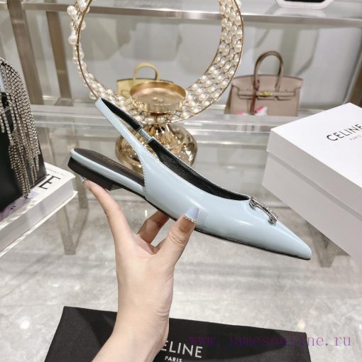 CELINE 2024 New Triumphal Arch Cat Heel Sandals Women's Metal Buckle Back Headless High Heelanlhpk2b - Image 6