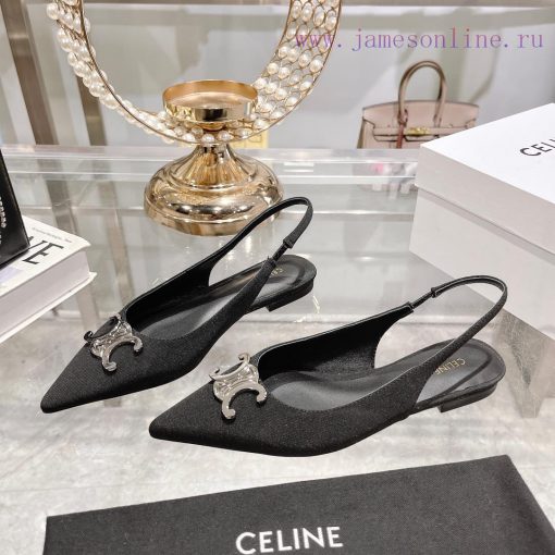 CELINE 2024 New Triumphal Arch Cat Heel Sandals Women's Metal Buckle Back Headless High Heelepf869sh - Image 4