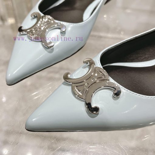 CELINE 2024 New Triumphal Arch Cat Heel Sandals Women's Metal Buckle Back Headless High Heelanlhpk2b - Image 9
