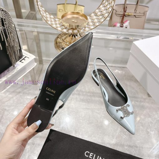 CELINE 2024 New Triumphal Arch Cat Heel Sandals Women's Metal Buckle Back Headless High Heelanlhpk2b - Image 10