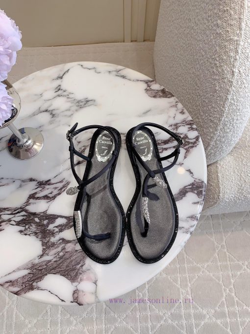 Ren * Caovell * Clamped Flat Sandals Original Mold, Diamond Buckle, Water Diamond Decorationp3xkt67v