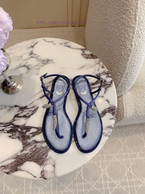 Ren * Caovell * Clamped Flat Sandals Original Mold, Diamond Buckle, Water Diamond Decorationd1h52tka