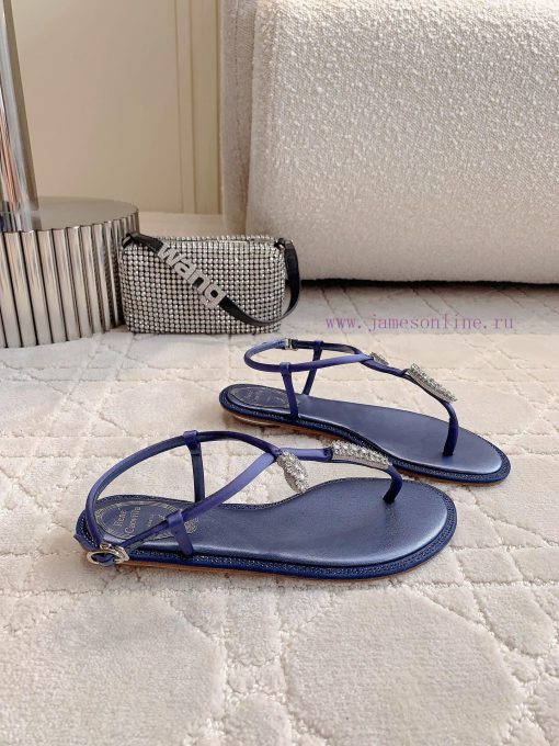 Ren * Caovell * Clamped Flat Sandals Original Mold, Diamond Buckle, Water Diamond Decorationd1h52tka - Image 5