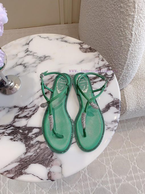 Ren * Caovell * Clamped Flat Sandals Original Mold, Diamond Buckle, Water Diamond Decorationj2fchqbf