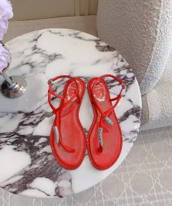 Ren * Caovell * Clamped Flat Sandals Original Mold, Diamond Buckle, Water Diamond Decorationlt9616gh