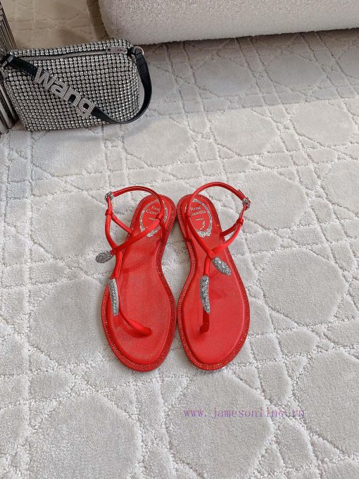 Ren * Caovell * Clamped Flat Sandals Original Mold, Diamond Buckle, Water Diamond Decorationlt9616gh - Image 4