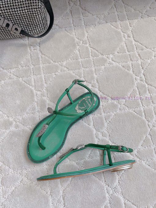 Ren * Caovell * Clamped Flat Sandals Original Mold, Diamond Buckle, Water Diamond Decorationj2fchqbf - Image 6