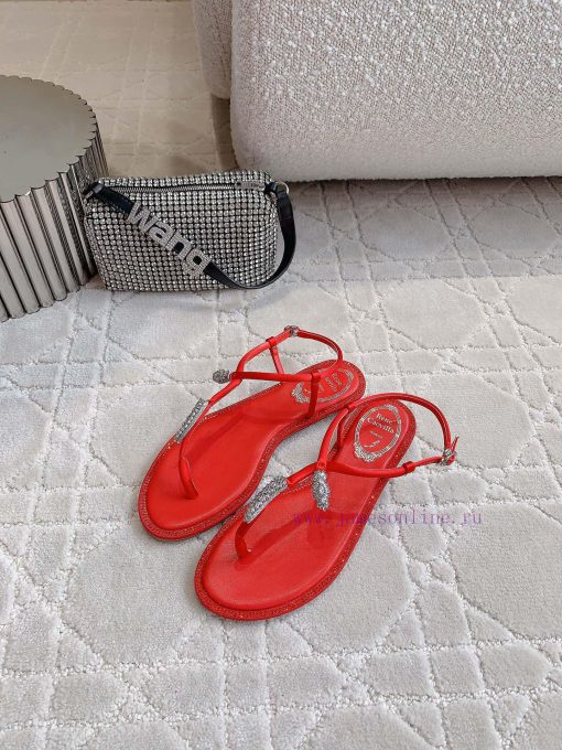 Ren * Caovell * Clamped Flat Sandals Original Mold, Diamond Buckle, Water Diamond Decorationlt9616gh - Image 5